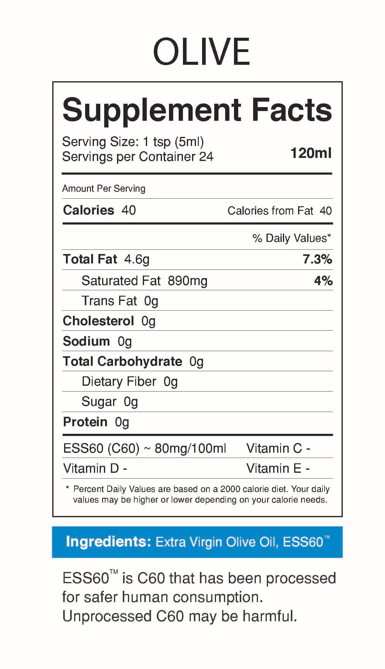 MyVitalC ESS60 in Olive Oil Extra Virgin Organic, 120ml