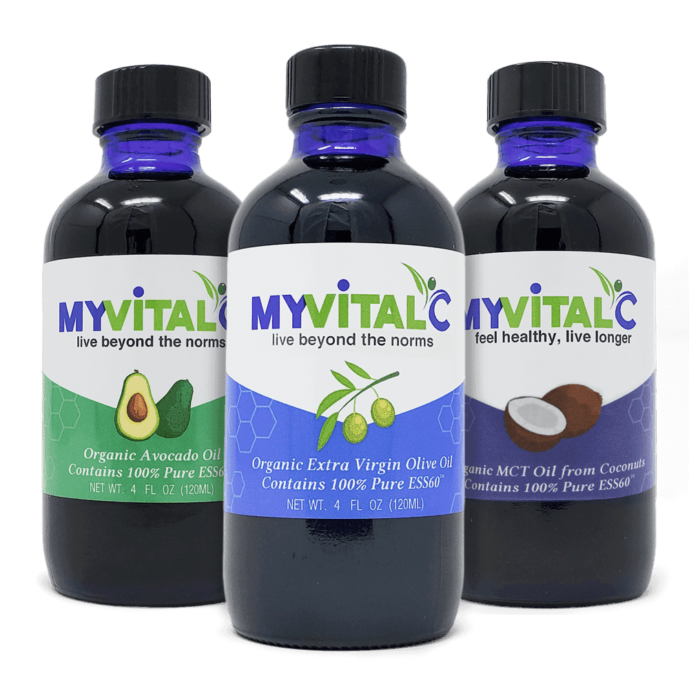 MyVitalC ESS60 Trio Pack Organic Oils, Olive, Avocado and MCT - 3 bottles total