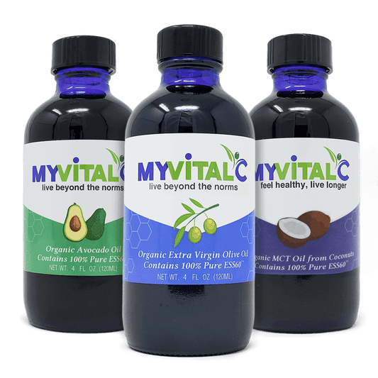 MyVitalC ESS60 Trio Pack Organic Oils, Olive, Avocado and MCT - 3 bottles total