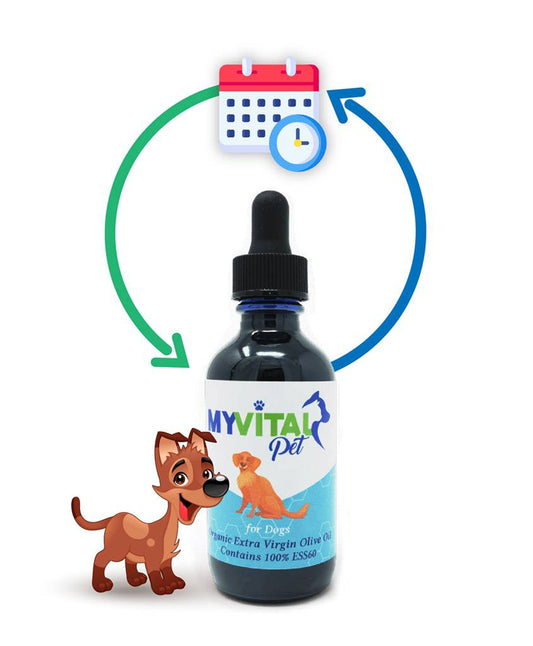 MyVitalPet for Dogs - ESS60 in Organic Extra Virgin Olive Oil with Bacon Flavor - 60ml - Monthly Subscription
