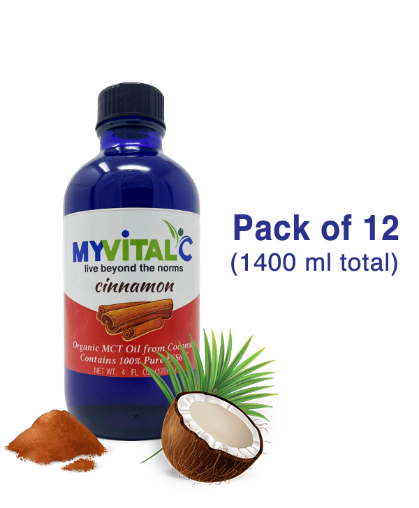 MyVitalC Cinnamon ESS60 in Organic MCT Oil, Coconut Derived, Case of 12 bottles (1440ml total)