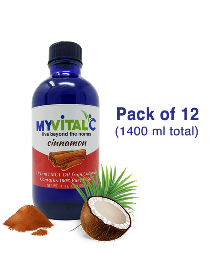 MyVitalC Cinnamon ESS60 in Organic MCT Oil, Coconut Derived, Case of 12 bottles (1440ml total)