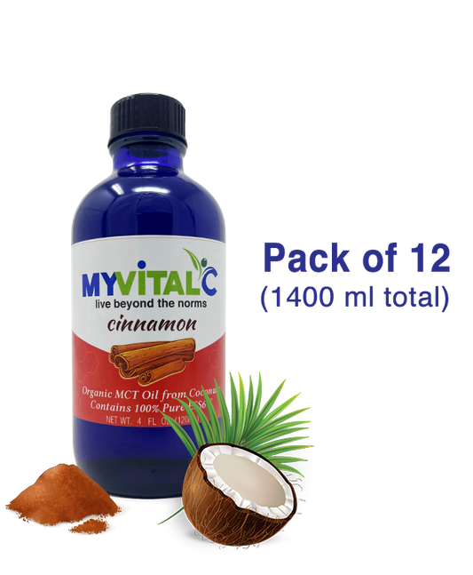 MyVitalC Cinnamon ESS60 in Organic MCT Oil, Coconut Derived, Case of 12 bottles (1440ml total)