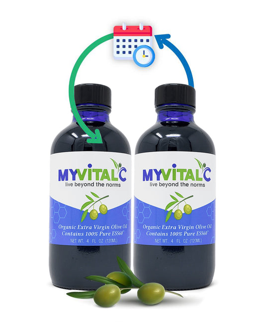 X2 MyVitalC ESS60 in Olive Oil Extra Virgin Organic, 2 bottles (120ml each) - Bi-Monthly Subscription