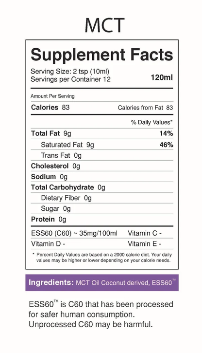 MyVitalC Cinnamon ESS60 in Organic MCT Oil, Coconut Derived 120ml