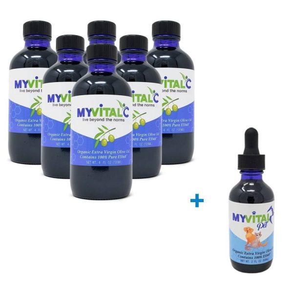 MyVitalC Olive oil bottle packs with 1 olive oil bottle for pets